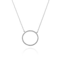Silver Zirocn Necklaces Zirconia Necklace - Circle - Black Zirconia - 20 mm