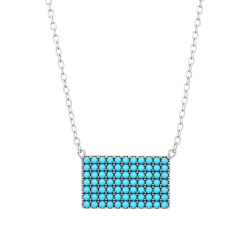 Halsketten Silber Zirkonia Halskette Zirkonia - Rechteckig - 41+1+1 cm