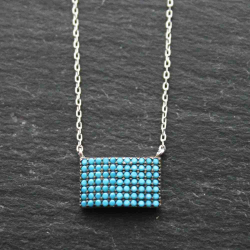 Silver Zirocn Necklaces Necklace Zirconia - Square - 41+1+1cm