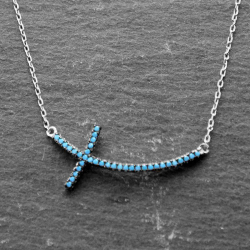 Halsketten Silber Zirkonia Halskette Kreuz-Zirkonia
