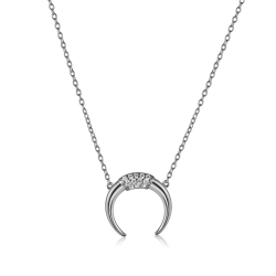 Silver Zirocn Necklaces Zirconia Necklace - Horn - 15mm