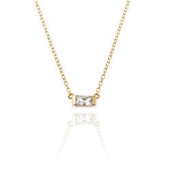 Silver Zirocn Necklaces Zirconia Necklace- Rectangle