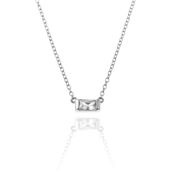 Colliers Argent Zircone Collier Zircone - Rectangulaire