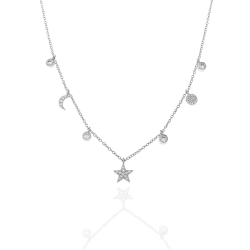 Silver Zirocn Necklaces Charms Zirconia Necklace - Star