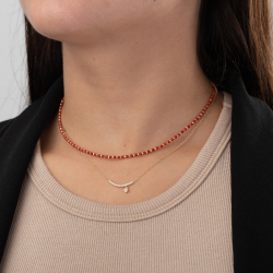 Silver Zirocn Necklaces Zirconia Necklace-Bar +Heart