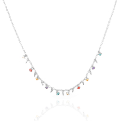 Silver Zirocn Necklaces Zirconia Necklace -Charms Multicolour