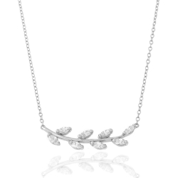 Silver Zirocn Necklaces Zirconia Necklace -Leaves