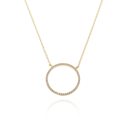 Silver Zirocn Necklaces Zirconia Necklace - Circle - 20 mm