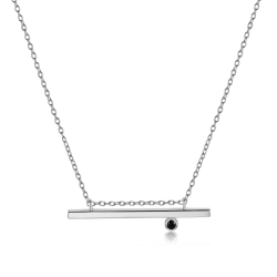 Silver Zirocn Necklaces Zirconia Necklace -Bar with Cz