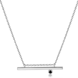 Silver Zirocn Necklaces Zirconia Necklace - Bar 45mm with CZ