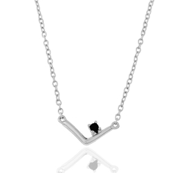 Silver Zirocn Necklaces Zirconia 1mm Necklace - V