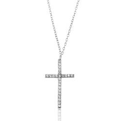 Silver Zirocn Necklaces Necklace Zirconia -Cross