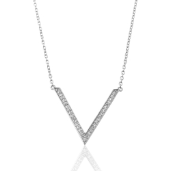 Silver Zirocn Necklaces Zirconia Necklace -V