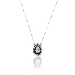 Silver Zirocn Necklaces Zirconia Necklace - Lagrima - 40+3cm
