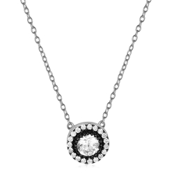 Silver Zirocn Necklaces Zirconia Necklace - Circle - 38+3cm