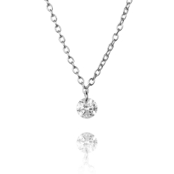 Silver Zirocn Necklaces Zirconia Necklace - 1 CZ - 40+5cm