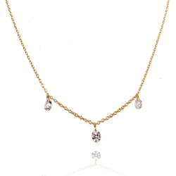 Silver Zirocn Necklaces Zirconia Necklace - 3 CZ - 40+5cm