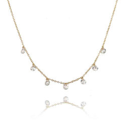 Silver Zirocn Necklaces Zirconia Necklace - 7 CZ - 40+5cm