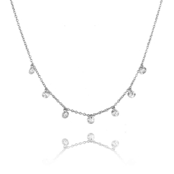 Silver Zirocn Necklaces Zirconia Necklace - 7 CZ - 40+5cm