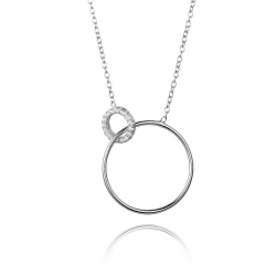Collar Plata Circonita Collar Circonita - 2 Circulo - 38+5cm - Circonita Blanca