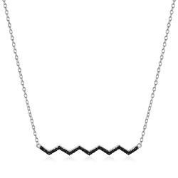 Silver Zirocn Necklaces Zirconia Necklace - Waves - 36+3cm