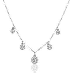 Silver Zirocn Necklaces Necklace Zirconia - Charm - 40+3cm