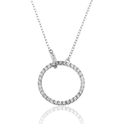 Silver Zirocn Necklaces Zirconia Necklace - Circle - 38+3cm