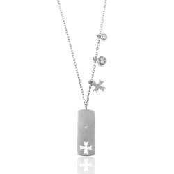 Halsketten Silber Zirkonia Halskette Zirkonia - Kreuz Plakette - 40+4 cm