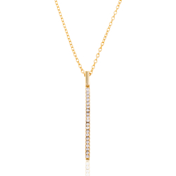 Silver Zirocn Necklaces Zirconia Necklace - Bar - 40+3cm