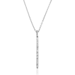 Silver Zirocn Necklaces Zirconia Necklace - Bar - 40+3cm
