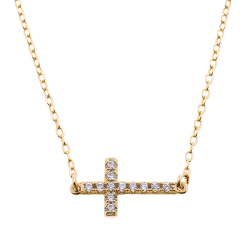 Silver Zirocn Necklaces Necklace Zirconia - Cross - 40+3cm