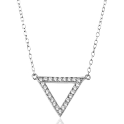 Silver Zirocn Necklaces Zirconia Necklace - Triangle - 38+3cm