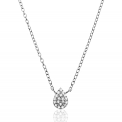 Silver Zirocn Necklaces Zirconia Necklace - Tear - 38+3cm