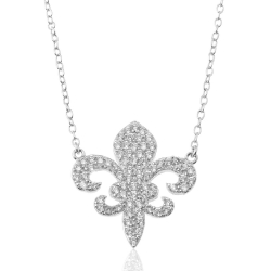 Silver Zirocn Necklaces Necklace Zirconia - Flower - 38+3cm
