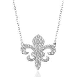 Colliers Argent Zircone Collier Zircone - Fleur - 38+3 cm