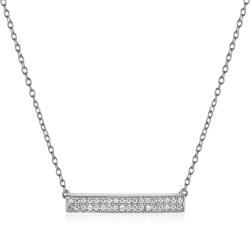 Silver Zirocn Necklaces Zirconia Necklace - Rectangle - 38+3cm