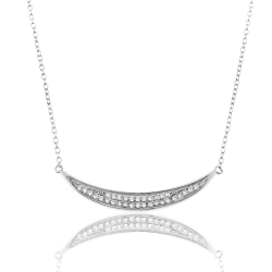 Silver Zirocn Necklaces Zirconia Necklace - Moon - 38+3cm