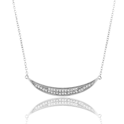 Colliers Argent Zircone Collier Zircone - Lune - 38+3 cm