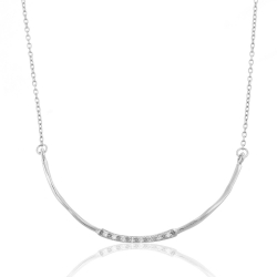 Silver Zirocn Necklaces Necklace Zirconia - Tube - 36+3cm