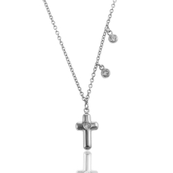 Silver Zirocn Necklaces Zirconia Necklace - Cross - 40+3cm