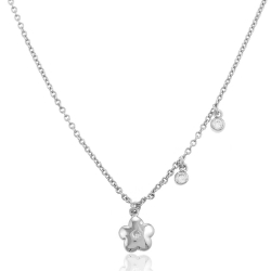 Silver Zirocn Necklaces Necklace Zirconia - Flower - 40+3cm