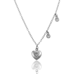 Silver Zirocn Necklaces Zirconia Necklace - Heart - 40+3cm