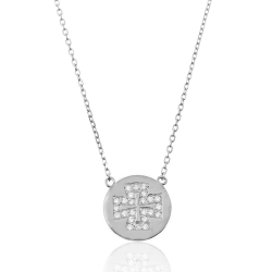 Silver Zirocn Necklaces Necklace Plate - Zirconia  Cross - 40+4cm