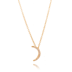 Silver Zirocn Necklaces Zirconia Necklace - Moon - 40+5cm