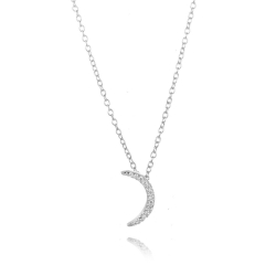 Silver Zirocn Necklaces Zirconia Necklace - Moon - 40+5cm