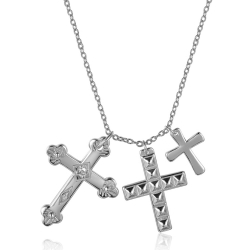 Silver Zirocn Necklaces Zirconia Necklace - 3  Cross - 39+10cm