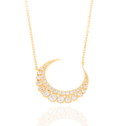 Silver Zirocn Necklaces Zirconia Necklace - Moon - 38+1+1cm