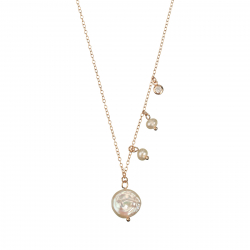 Silver Zirocn Necklaces Necklace - Pearl and Zircon - 38+3cm