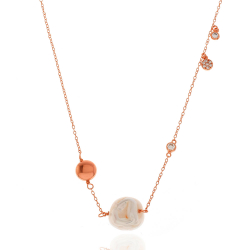 Silver Zirocn Necklaces Necklace - Pearl and Zircon - 38+3cm