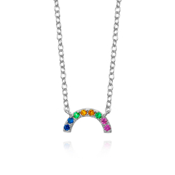Silver Zirocn Necklaces Necklace Multicolour Zircons - Semi Hoop - 40+5cm